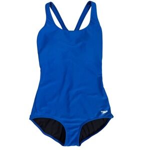 Speedo Womens Solid Ultraback Racerback One Piece Swimsuit 12 Shelf Bra Pads